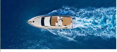 Aerial view of a motor yacht